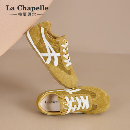 LA Chapelle Женская обувь мягкая подошва удобная немецкая тренировочная обувь для женщин 2025 Новая летняя тонкая сетчатая дышащая универсальная повседневная плоская обувь желтая xxe6625-2 39