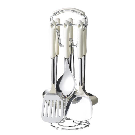 Spátula de la cocina Yusenyi Cucharara juego completo de cuchara de sopa doméstica Cosla de arroz de arroz salteando spátula antiadherente antiadherente utensilio de cocina engrosado conjunto de siete piezas de espátula de acero inoxidable juego completo de 854 piezas de 854