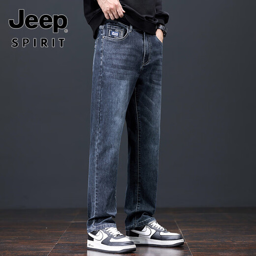 吉普（JEEP）大码牛仔裤男士直筒宽松春夏男裤25新款薄款高端休闲长裤子男 829黑灰 28