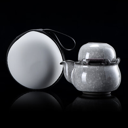 Leipin Black Ice Glaze Travel Tea Set Outdoor Portable Ceramic Quick Cup Ice Crack Glaze One Pot Two Cups Kung Fu Tea Set Ice Crack Glaze Quick Cup One Pot One Cup