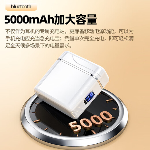 MuJian open Bluetooth headset OWS non-in-ear, over-ear true wireless sports headset, ultra-long standby life, Berlin Sound quality, suitable for Apple, Android, Sony, flagship black, Bluetooth 6.0, 9D surround sound, 5000 mAh charging compartment to charge mobile phones