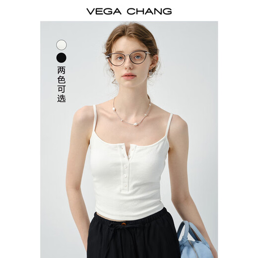 VEGA CHANGVEGACHANG吊带背心女2025新款夏季简约休闲百搭带胸垫针织小吊带 钢琴白 第二批 M