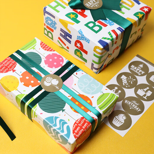 DOROCH gift wrapping paper 6 sheets with ribbons children's 100-day swearing-in adult ceremony gift activity kindergarten handmade DIY