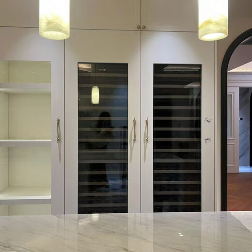Gironde Embraco frequency conversion external door embedded red wine cabinet constant temperature wine cabinet tea beverage cabinet can be externally hung kitchen cabinet door seamless embedded installation home frequency conversion external door + multi-function dual temperature 109 bottles