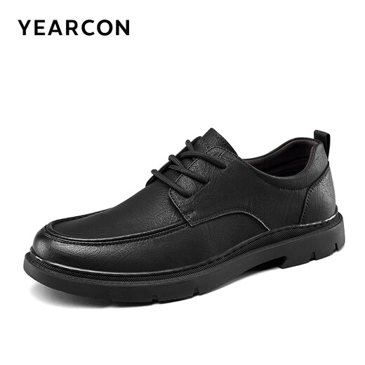 Yierkan men's shoes British style business lace-up casual shoes flat comfortable leather shoes for men 96972W black 40