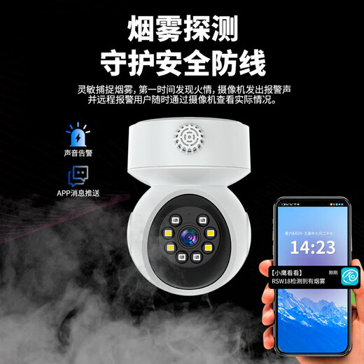 LUXVIEW(锐视威)烟雾报警高清摄像头室内可燃气探测手机远程监控家用无线监控器360度无死角带夜视全景