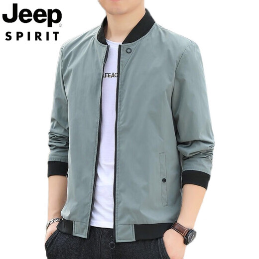 Jeep Spirit Jeep 2025 Spring and Autumn Chaqueta masculina Collar de béisbol Falla de gabardina informal delgada con chaqueta de hombres guapo 686 [verde] L [sugerido 95-105Jin [Jin equivale a aproximadamente 0.5 kg]]]