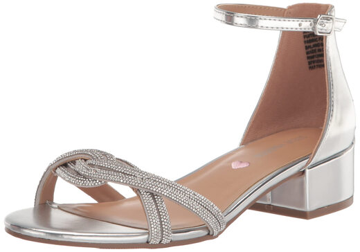 Steve Madden Girls' Shoes Unisex Children's Londynn High Heel Sandals, Silver Silver 13 Little Kid