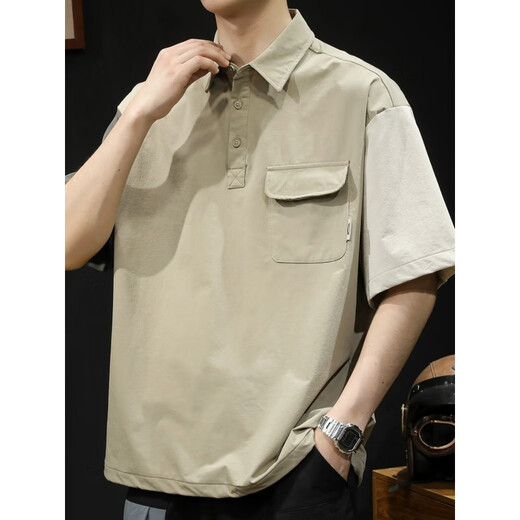 
VANCL short-sleeved shirt for men 2025 new elastic quick-drying mountain outdoor casual summer Japanese polo shirt men's T-shirt Z838 apricot color thin M suitable for 115-130Jin [Jin equals 0.5 kg]