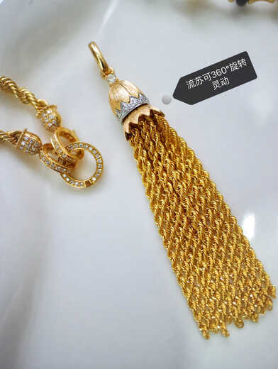 Feiyu 18K gold diamond cap top twisted chain tassel waterfall long pendant sweet and cool multi-purpose sweater necklace pendant