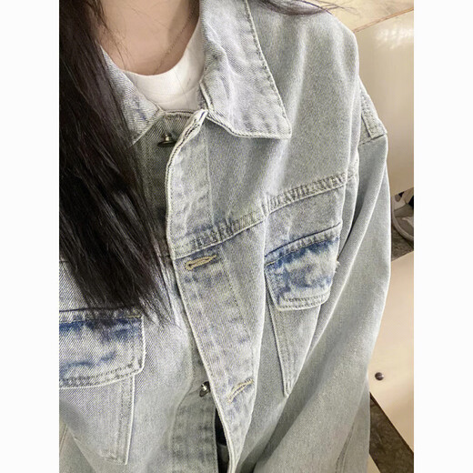 姿伟祺做旧春秋牛仔外套女百搭风牛仔衣服潮流夹克女装上衣软 9926#蓝色 S 【建议80--100斤】