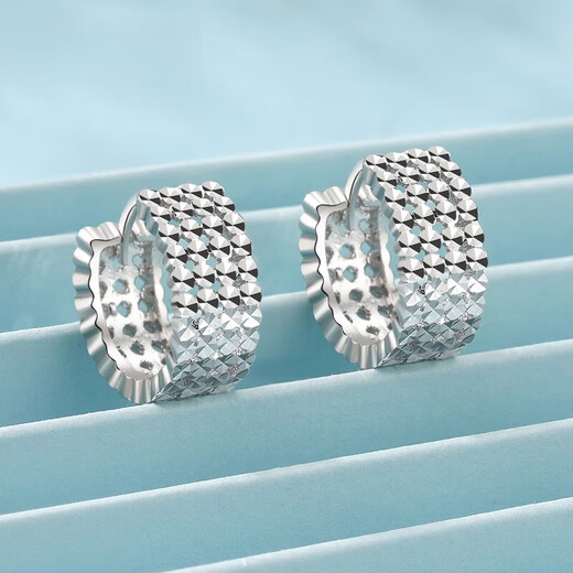 QIANSHU's new PT950 platinum shiny laser embroidered earrings, women's earrings and buckles, fashionable platinum earrings for lovers, platinum embroidered earrings (weighing about 3.9-4.1 grams)