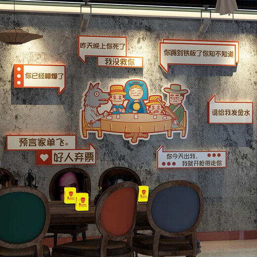Shangmei Decoration Home Internet Célébrité Script Kill Kill Shop Decoration Arelwolf Kill Game Bandouard Contexte Autocollants Mur