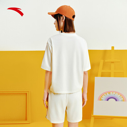Anta Rainbow Sports Set Damens Summer Kurzarm Runde Hals Shorts Lose T-Shirt Frauen lässig Set für Frauen