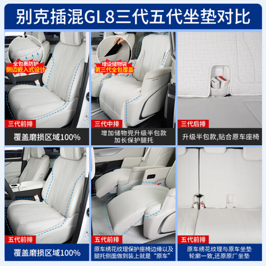 紫岚别克插混GL8PHEV座椅套陆尊ES陆尚LS坐垫四季通用座垫车内用品 半包【前排】4件装 插混PHEV【3899/4199】七座原车白