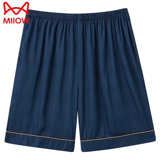 
Catman (MiiOW) men's pajama pants for summer thin ice silk casual size plus fat shorts home pants loose pajama pants middle-aged and elderly shorts double pocket ice silk C698 L 100-120