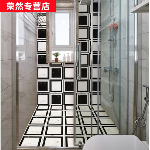 温诗欧北欧风格黑白几何花砖厨房卫生间地砖餐厅墙砖背景墙花片300 T3291