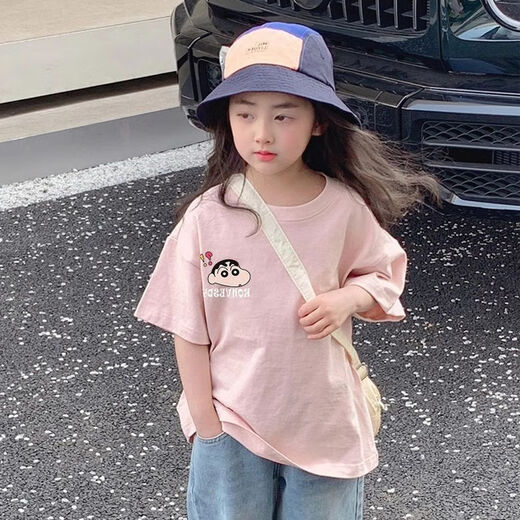 Guanmao Pei Girls T-shirt d'été à manches courtes 2025 Enfants de taille moyenne Coton de mi-manches d'été sur Guangzhou Treize lignes purs blanc Cl6189 (pas d'impression et pas de motif) une taille 90