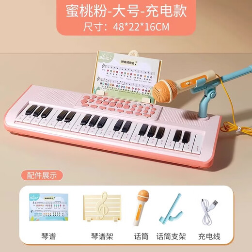 Leleyu (Leleyu) 37-Key-Elektronik Klavier Kinderspielzeugmusikinstrument Anfänger Frühes Bildung mit Mikrofon und kleinem Klavierjungen- und Mädchengeburtstag Geschenk
