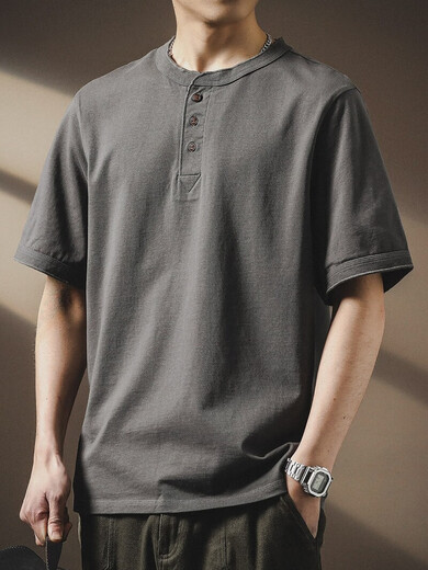 
New Balance high-end American retro Henry neck Polo shirt men's summer trendy brand loose t-shirt pure cotton heavy short-sleeved T-shirt men's white 2XL suitable for 170-190Jin [Jin equals 0.5 kg]