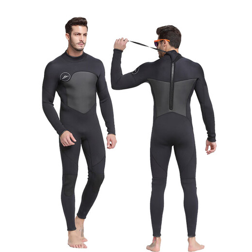 SBART 1.5mm one-piece swimsuit men's warm and cold-proof wetsuit long-sleeved one-piece trousers sun protection wetsuit 1283 black 1.5mm M