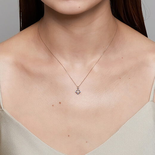 Shengbei 2025 new necklace natural tanzanite freshwater pearl zircon rhombus snowflake silver set Nai necklace