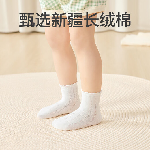 Xiaolongren Xiaolongren 100% cotton boneless baby socks spring and summer mesh thin section female baby pure cotton girls loose socks