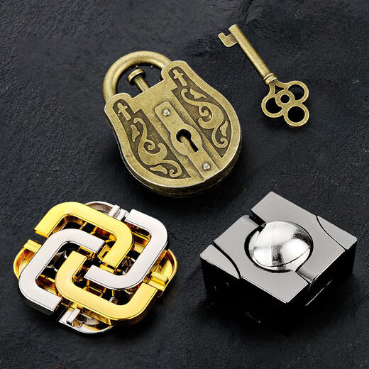 安迪泰鲁班锁10-15岁新款puzzle解谜玩具合金益智孔明锁全套高智力拼装 新款-合金五件套