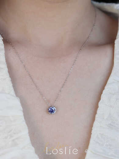 Huaiyin Loslie crescent moon tanzanite purple zirconium diamond moon s925 sterling silver gold-plated necklace clavicle chain sterling silver