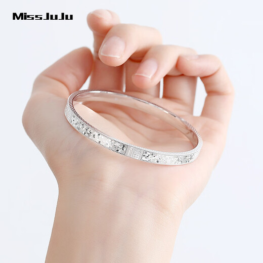 Miss JuJu pt950 pure platinum lucky broken ice bracelet for women new platinum round bracelet in stock inner diameter 56mm weight 19.84g width about 5mm