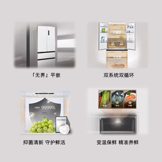 SIEMENS Réfrigérateur français multi-portes illimité à montage plat 501L double système double cycle grande capacité efficacité énergétique de premier niveau KF88E1220C subvention nationale