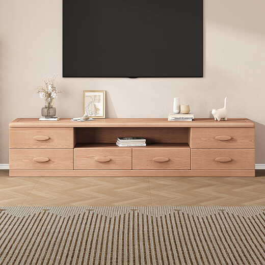 Nanyi TV-Schrank Goldene Walnuss Massivholz-TV-Schrank Couchtisch Kombination moderne Wohnzimmermöbel im chinesischen Stil 2,0 m Sechs-Pull-Fernsehschrank Walnuss Walnuss