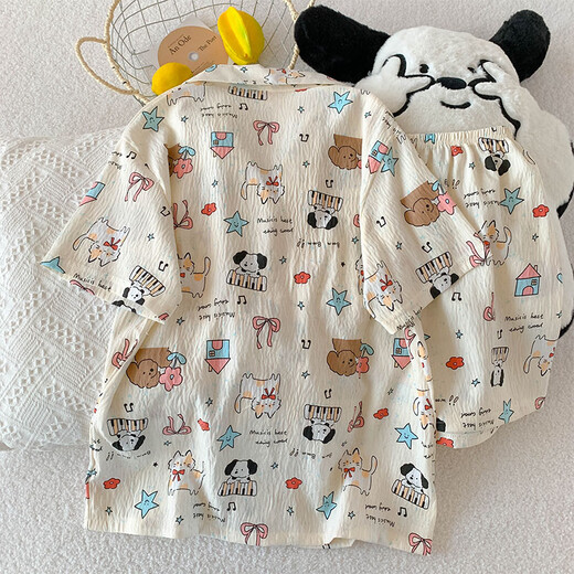 睡衣女夏季短袖云朵棉夏天女士2025年新款学生可爱卡通家居服套装 QDMBE681 M (160) 建议体重90斤以内