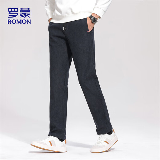 ROMON casual pants men's autumn loose business straight trousers corduroy warm sports pants men ZY02 dark gray X