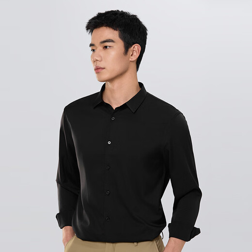 Camisa de manga larga Narkless Spring y verano Smooth Anti-Wrinking Business Camiseta 1506 Negro (sugerido tomar un tamaño más grande) 2xl