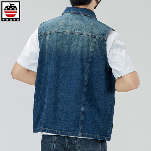 Aemape Apple Light Color de grande taille Vertinit vestime en denim pour hommes et femmes Spring and Summer Brand Retro Workwear Workswear Casual Sans manche sans manches Clip de cheval 6231 # Retro Blue 3XL (recommandé 175-190jin [Jin est égal à 0,5 kg]))