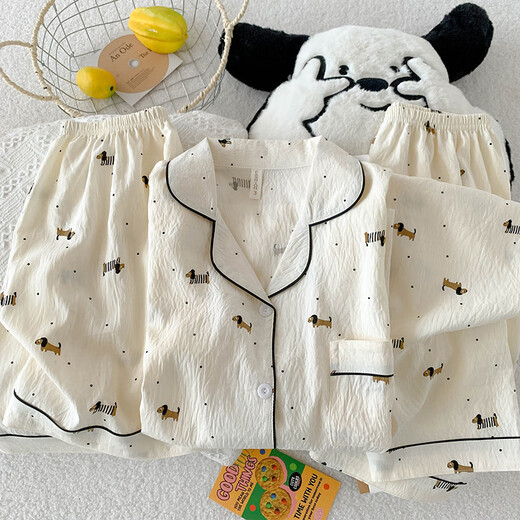 Jingpufei Sommer niedlicher Hund Baumwolle Gaze Home Clothing Drei-teilige Yunduo Cotton-J9901# Paradise Welpe Drei-teilige Set M [Vorschlag 75-100Jin [Jin ist gleich 0,5 kg]]