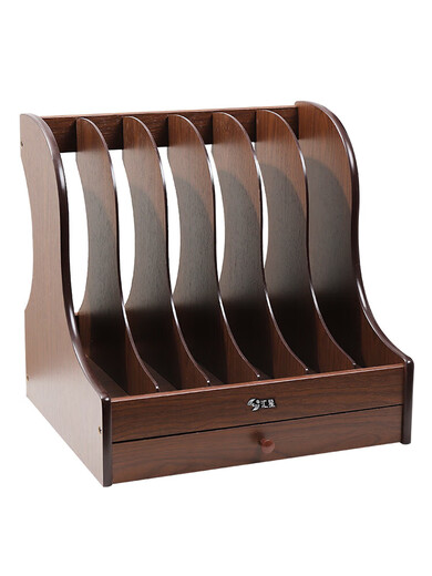 Huixing Stationery Wooden File Shelf de bureau Boîte de stockage de fichiers de bureau Vertical Livre Fichier Fichier Informations sur le fichier d'organisation de la barre de fichier HX-5012