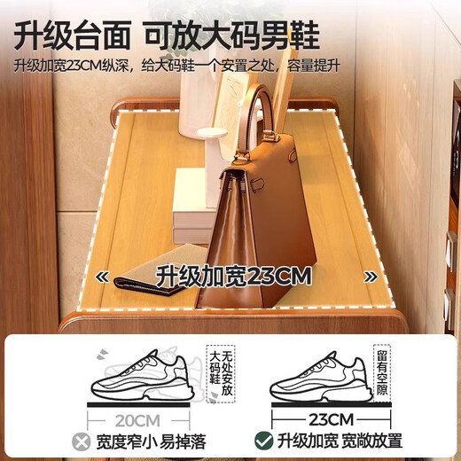 Yubai Wooden Shoe Rack New Nanzhu Simple Shoe Rack Dormitory Simple Shoe Cabinet Home Shoe Rack E-Shaped Shoe Rack Storage Rack Student Brown 6 Layers 100cm Long Recommended by the Store Manager