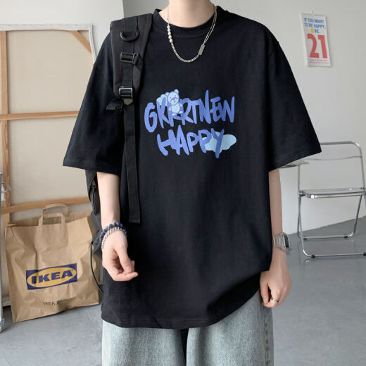 GTYUWVG【9859人收藏】纯棉男士2024夏季新款T恤韩版潮流ins港风学生 白色T恤【SNOOPY小狗】 L
