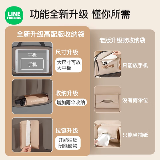
Viagra German quality car seat back storage hanging bag car seat back small table car rear seat rear rack e upgraded Brown [short model] hook/water cup bag