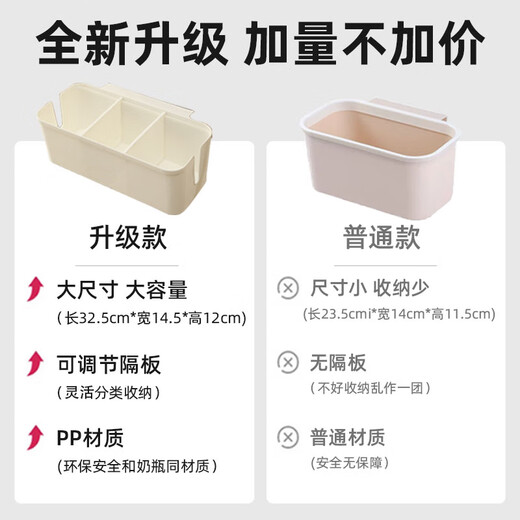 立始婴儿收纳床挂宝宝床边床头围栏尿不湿尿片收纳盒尿布袋 灰色（两只装）~推荐