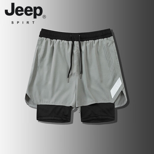 Jeep Spirit Jogging Shorts Herren Sport Trail and Field Marathon Lose schnell trocknende Anti-Exposation-Ausbildung Fitnessausrüstung Drei-Punkte-Hosen DK-9923 Black M