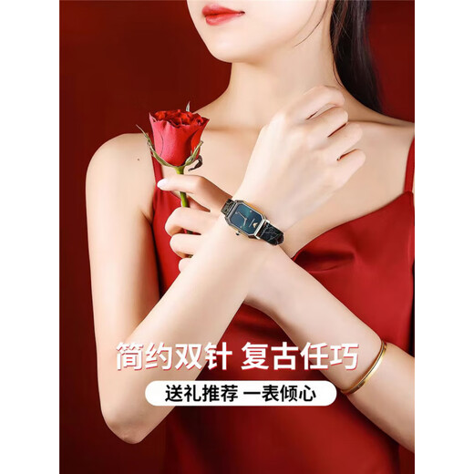 安普里奥·阿玛尼（Emporio Armani）女士手表 时尚镶钻皮带贝母石英小绿表方形潮 AR11149