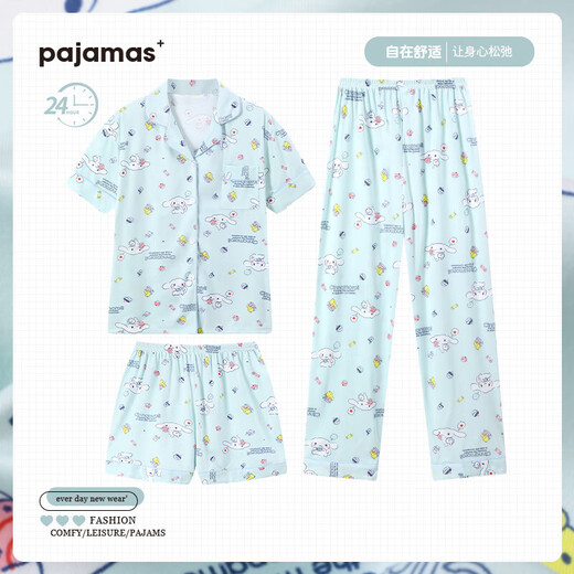 Korean version of ins pajamas women's three-piece summer new high-value short-sleeved Katie home clothes can be worn outside. KK14124 M [recommended 80-100Jin [Jin equals 0.5 kg]]