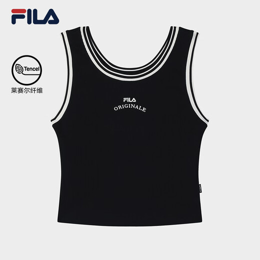 FILA 杨幂同款|斐乐官方女装针织背心2025夏新款时尚简约休闲修身内搭 正黑色-BK S 160/80A/S