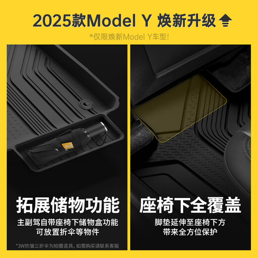 3W is suitable for Tesla's new version of Model Y special TPE car floor mats, 25 models, standard six-piece set