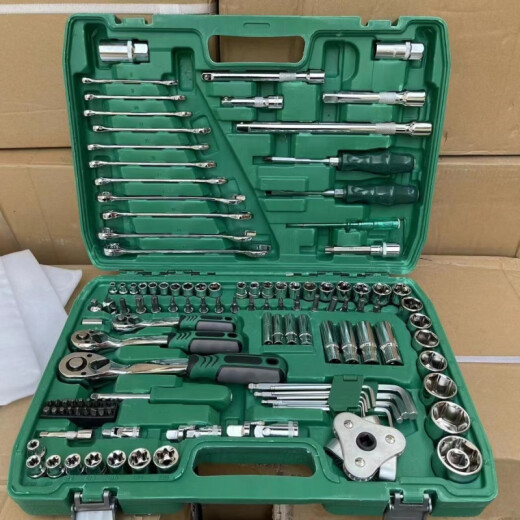 121汽修工具套装工具箱修车工具大全套筒全套扳手工具套装棘轮板 12172齿维修工具