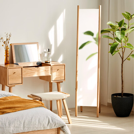 
Original solid wood dressing mirror Oak floor-to-ceiling mirror long mirror modern small apartment fitting mirror E1053