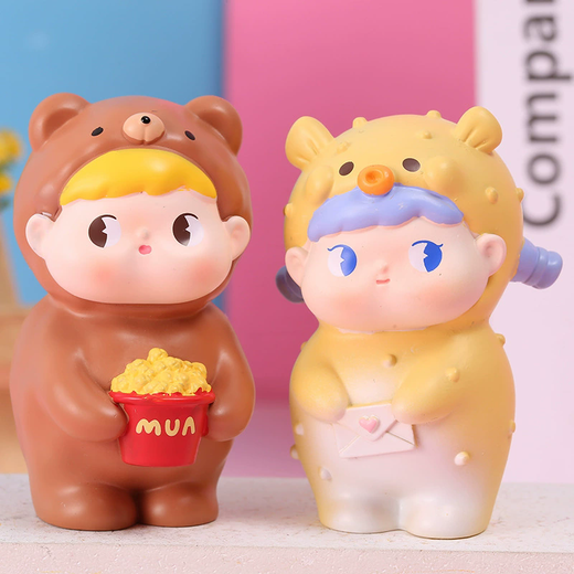 Monkey Happy Cartoon Cute Little Duck Blind Box Toy Toys Toys Toys Boy and Girl pour les enfants Ornements pour offrir aux amis des cadeaux d'anniversaire d'amis. Darling City [s'il vous plaît prenez 4 photos de tout l'ensemble]